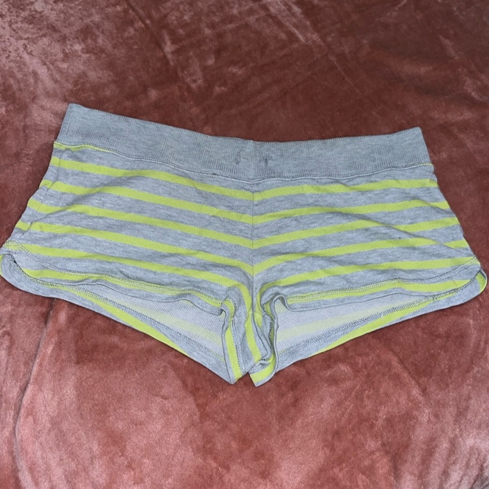 Junior grey and lime green striped size Medium Mix & Co shorts